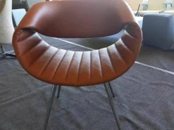 Stuhl Little Perillo Exklusivleder Sattelbraun Gestell Aluminium Poliert