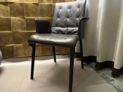 Stuhl Liz Wood 1323 Leder Congress 1399 Dark Bronze Braun Gestell Eiche Geflammt