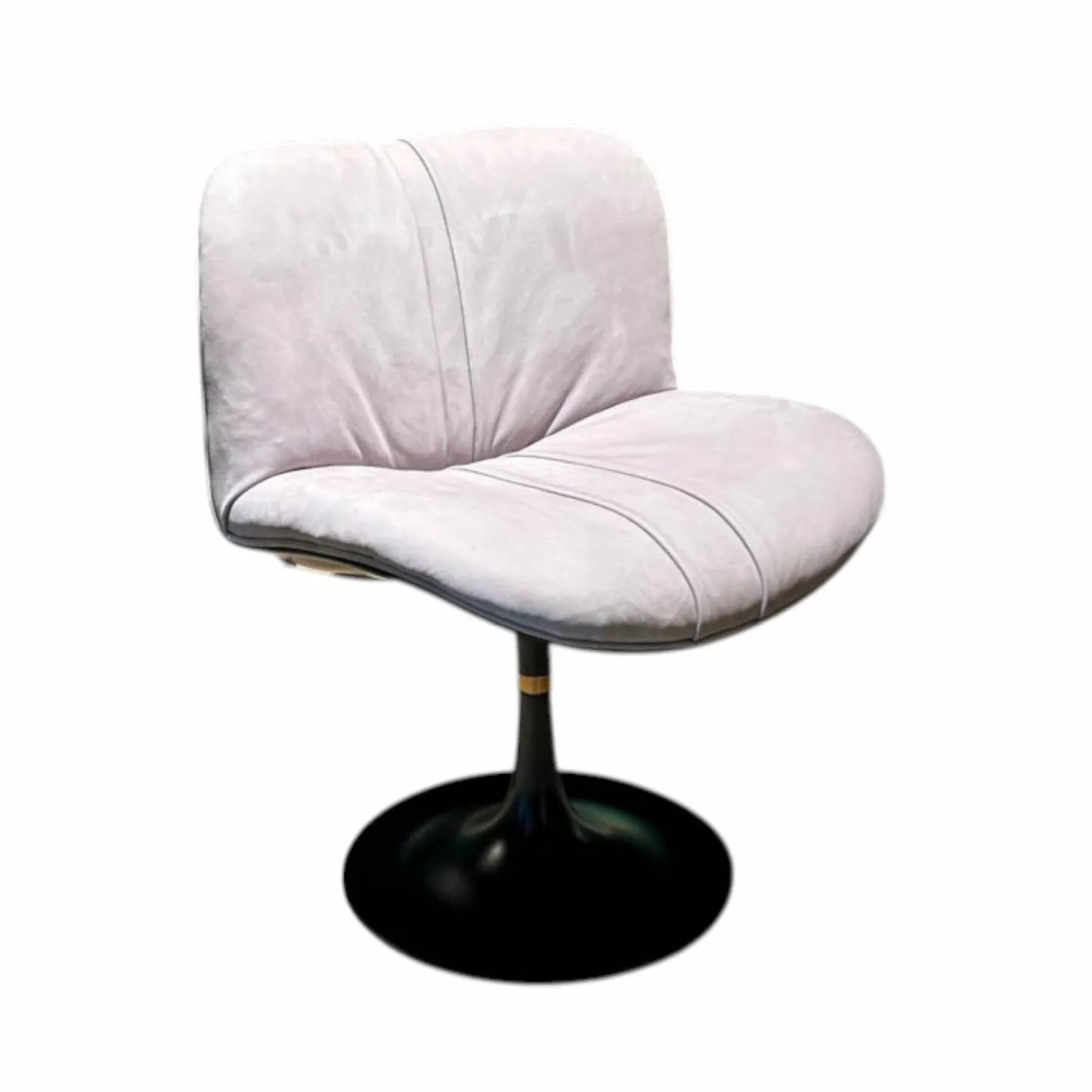 Stuhl Marilyn Leder Kashmir lilas Flieder Grau Gestell Metall Schwarz Lackiert