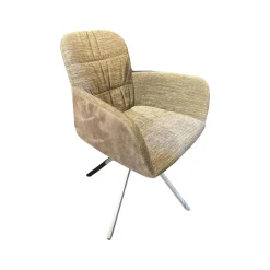 Stuhl Miro Stoff PG B Bicolor Polsterung Beige Meliert Gestell Drehbar Stativ RAL 7048 Titan Silber Einzelstuhl Ohne Kissen