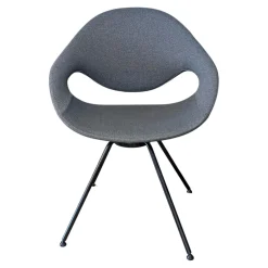 Stuhl Moon Stoff Dunkelgrau 4 MC Füße Schwarz