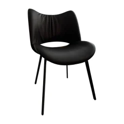 Stuhl Nice Pelle Leder 29 Ardesia Schwarz Gestell Stahl Schwarz Brüniert