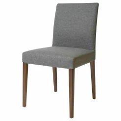 Stuhl Nils Stoff Loden 3 Granit Grau Füße Nuss Natur Massiv