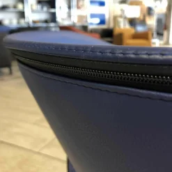 Stuhl Perillo Leder Dunkelblau Kreuzfuß Verchromt