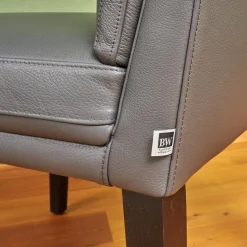 Stuhl Polo Dining Leder Normandie Graphit Grau Gestell Eiche Schwarz Gebeizt