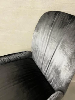 Stuhl S1000 Stoff Velour Glänzend Blaugrau Gestell Anthrazit