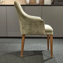 Stuhl Saloni Stoff Franca D-121 Beige Grau mit Armlehne