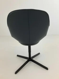 Stuhl Sheru Innen Stoff Tonga Shadow Grau Außen Leder Rodeo Soft Midnight Blue Blau Gestell Metall Schwarz