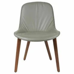 Stuhl Sheru Leder Congress 1440 Marram Grau Gestell Nussbaum