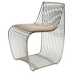 Stuhl Sign Filo F051704-0001 Metalldrähte Chrom Schwarz S054 inkl. Sitzkissen Sign Filo Pad Stoff Delhi G Col. 140 Grauschwarz