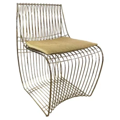 Stuhl Sign Filo Gestell Chrom Gold S055 Mit Stoff Pad Delhi 111 Gold