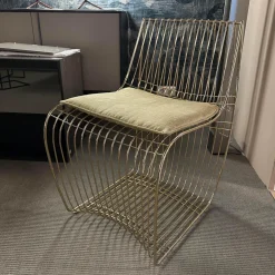 Stuhl Sign Filo Gestell Chrom Gold S055 Mit Stoff Pad Delhi 111 Gold