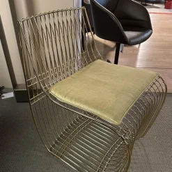 Stuhl Sign Filo Gestell Chrom Gold S055 Mit Stoff Pad Delhi 111 Gold