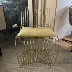 Stuhl Sign Filo Gestell Chrom Gold S055 Mit Stoff Pad Delhi 111 Gold