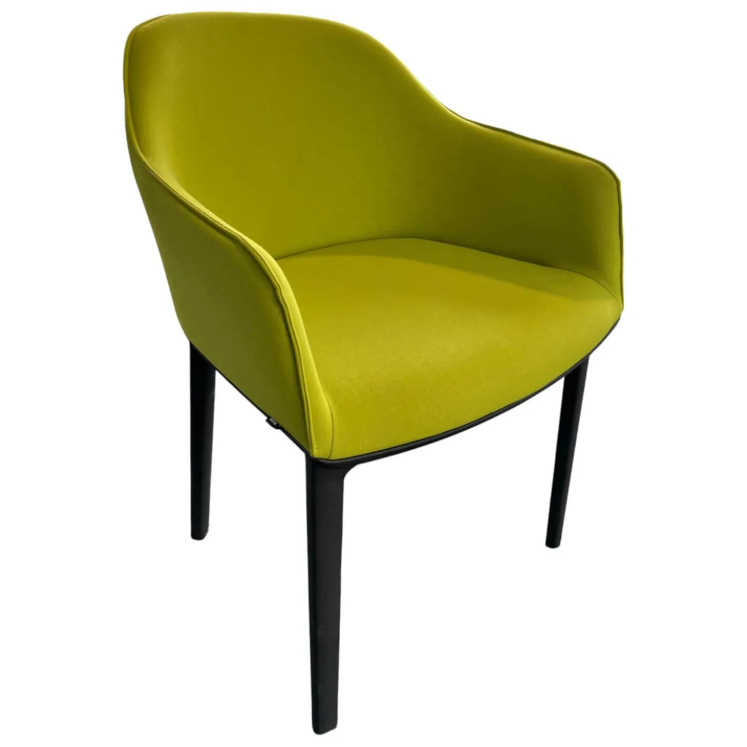 Stuhl Softshell Chair Plano Stoff Avocado Grün Vierbein-Untergestell Chocolate Schwarz