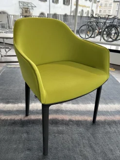 Stuhl Softshell Chair Plano Stoff Avocado Grün Vierbein-Untergestell Chocolate Schwarz