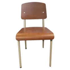 Stuhl Standard Von Jean Prouvé Nussbaum Stahl Pulverbeschichtet Farbe Prouvé Blanc Colombe