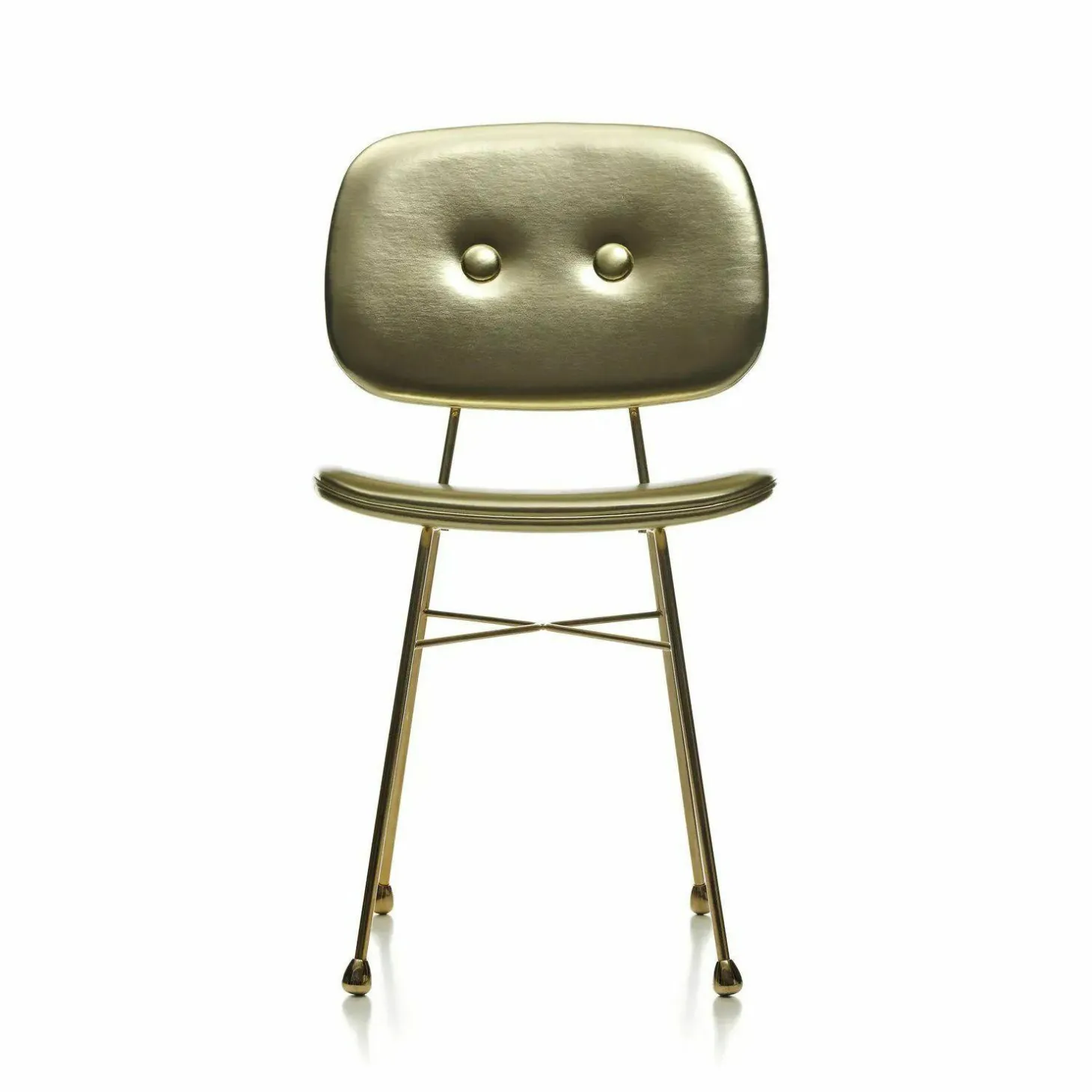 Stuhl The Golden Chair Kunstleder Gold 20.000 Martindale Stahlgestell Verchromt