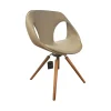 Stuhl UP Chair Leder 7 Beige 4 Fuß Gestell Nussbaum Drehbar