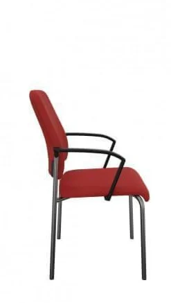 Stuhl Vierfuß 450G Goal Bezug Stoff Field Karminrot 662 Stahlrohrgestell Schwarz Mit Armlehnen