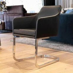 Stuhl Youma Leder Schwarz Belo 1601 Nero Gestell Alu Glänzend SA 61