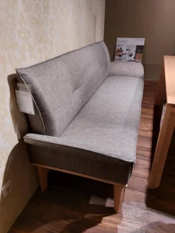 Stuhlgruppe Bank 2 Stühle 2 Sessel Stoff 062609 Grau Braun Füße Bianche Weiß Geölt