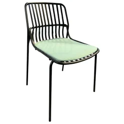 Stuhll Crona Steel 6340 Vierfußstahlgestell Sitzlamellen Aus Flachstahl Lava Schwarz Mit Sitzkissen Stoffbezug 6/0310840 Patio Farbe 840 Grün