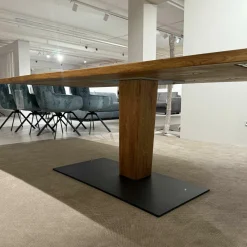 Säulenesstisch Asteiche Hartwachsöl Natur Fuß Metallplatte