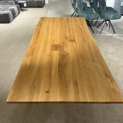 Säulenesstisch Asteiche Hartwachsöl Natur Fuß Metallplatte