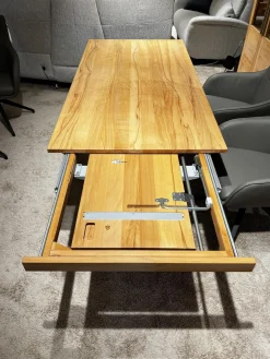 Säulen-Esstisch Faro Plus Platte Kernbuche Geölt Bodenplatte Edelstahloptik Mit Auszug