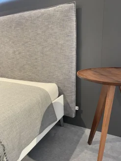 Systembett MD13 Stoff Maple 742 Grau Meliert Rahmen Lack Matt Weiß 003 Füße Metall NQ Aluminium ohne Rost ohne Matratzen