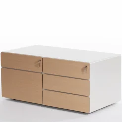 Technikcontainer Star Strukturlack Weiß Fronten Eiche Hell