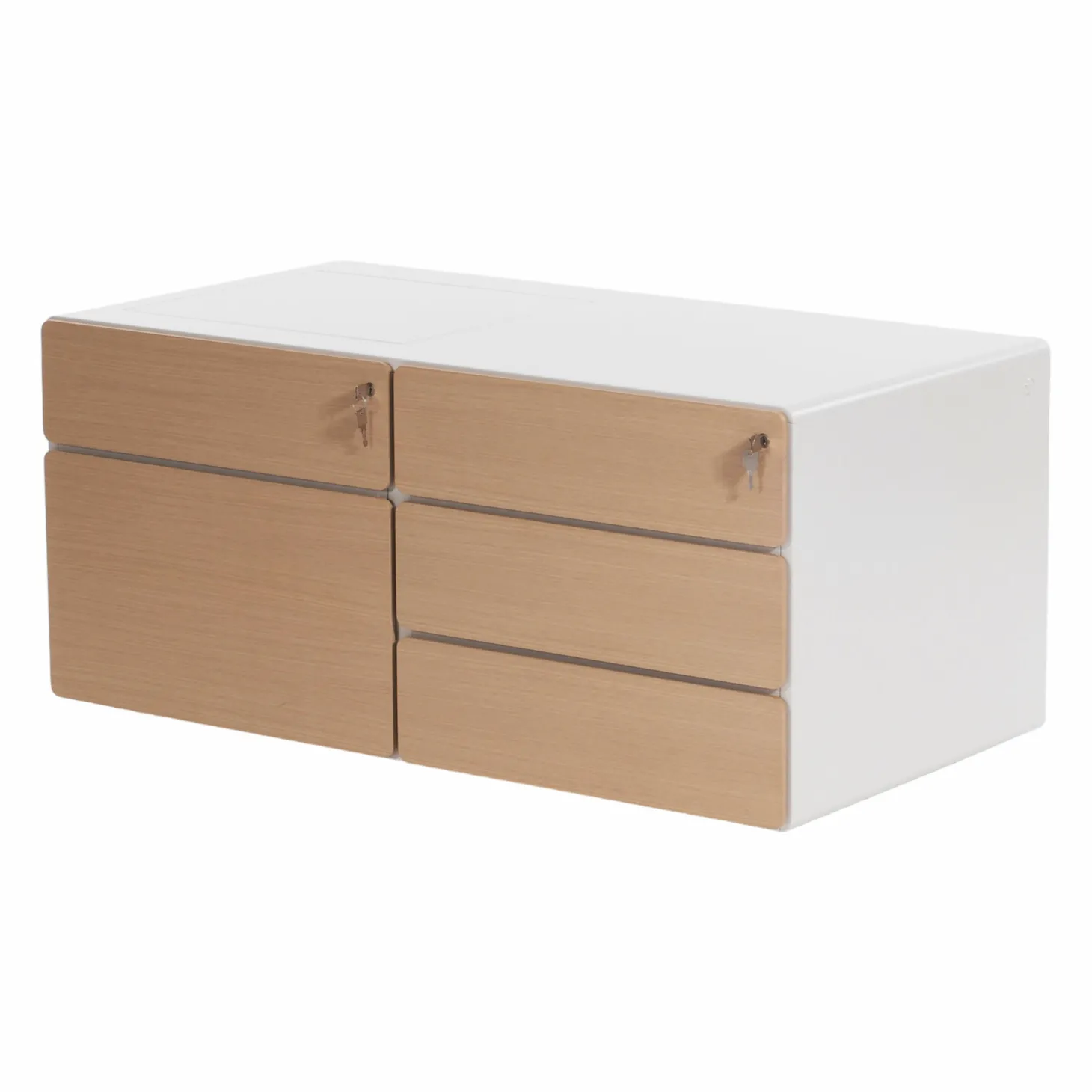 Technikcontainer Star Strukturlack Weiß Fronten Eiche Hell