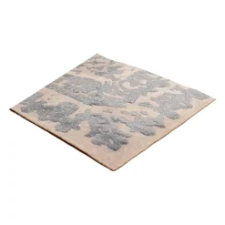 Teppich Disha Schurwolle Pflanzenfasern Stoff Ascot Creme Weiß Hellblau Handgeknüpft Ohne Tisch Sowie Ohne Stühle