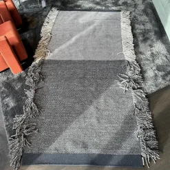 Teppich Fringe 192 Grau Beige Mit Fransen