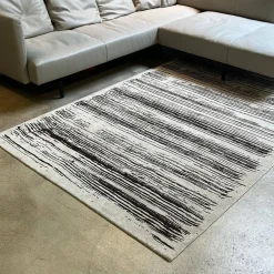 Teppich Kuruka Stoff Weiß Schwarz Braun 170x350