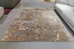 Teppich Marmo Real T Tencel Beige Gelb Creme