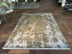 Teppich Persion 265x190 Art Edition Hoher Wollanteil Täbris Perser Grün Weiß Gebürstet Und Eingefärbt