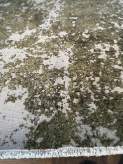 Teppich Persion 265x190 Art Edition Hoher Wollanteil Täbris Perser Grün Weiß Gebürstet Und Eingefärbt