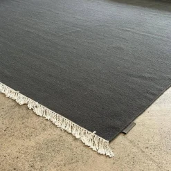 Teppich Vintage Kelim Plain Schurwolle Mit Fransen Grau 200x300