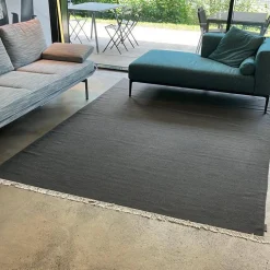 Teppich Vintage Kelim Plain Schurwolle Mit Fransen Grau 200x300