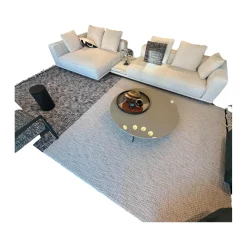 Teppich 450x250 Cross Flag Bian Cenere Wolle Weiß Schwarz