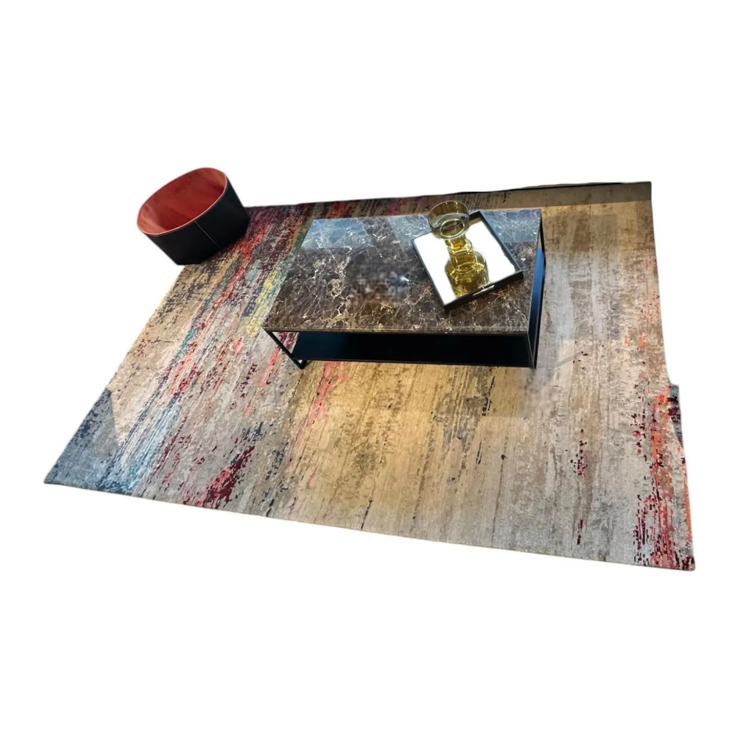 Teppich 200x300 Legends Of Carpets Chimbuka Wolle Seide Brennnessel Grau Blau Rot