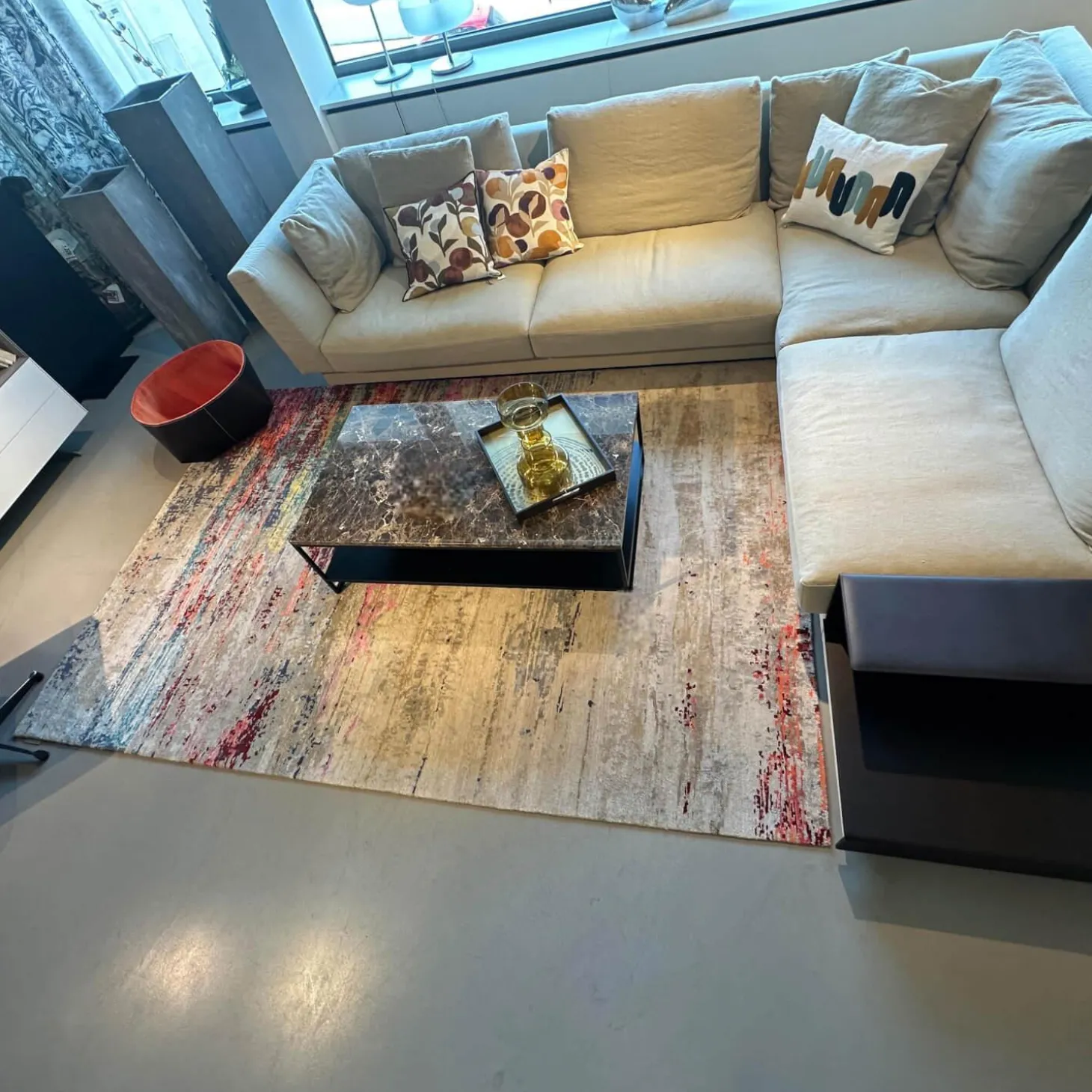 Teppich 200x300 Legends Of Carpets Chimbuka Wolle Seide Brennnessel Grau Blau Rot