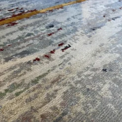 Teppich 250x350 Legends of Carpets Mpando Wolle Seide Brennnessel Grau Weiß Rot Braun