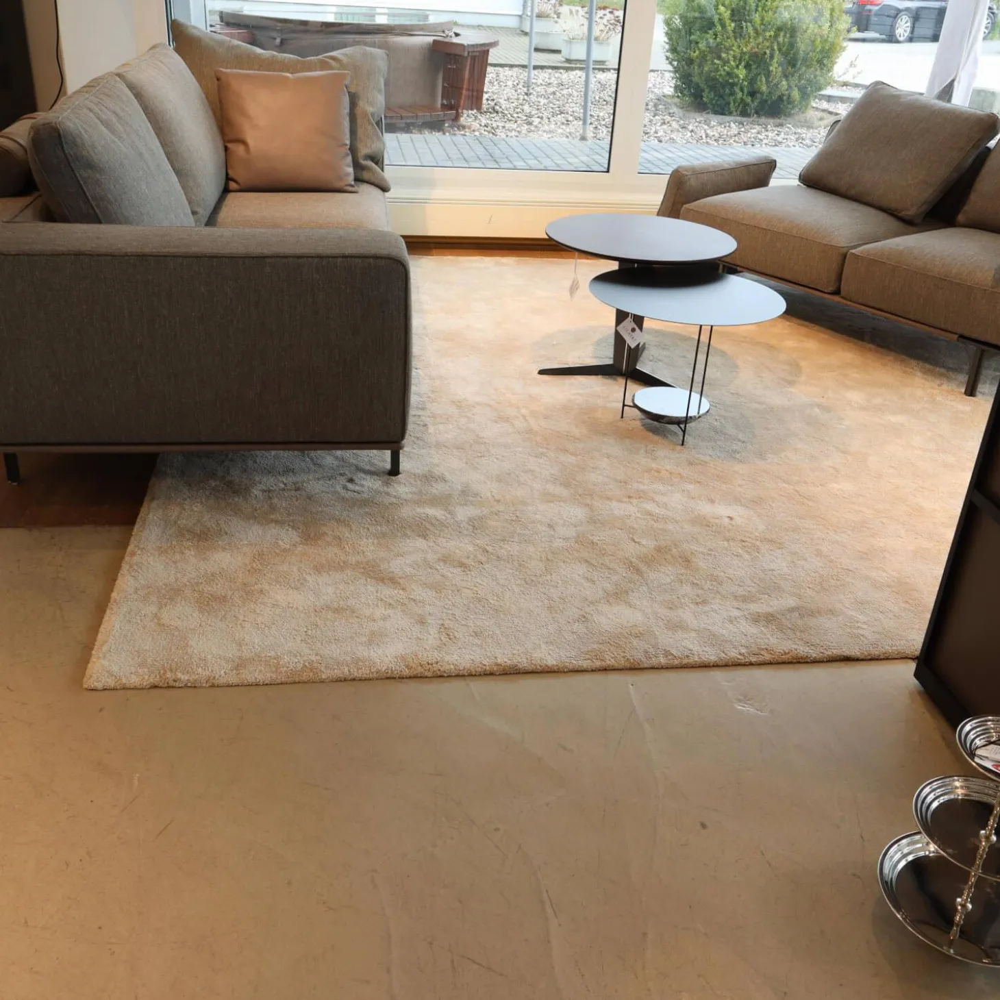 Teppich 300x300 Palette Tencel Hand Getuftet Dove Grey Beige