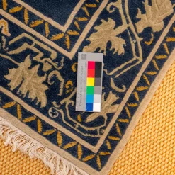 Teppich 256x207 Sonata Patna Velours Mit Fransen 21 G123 B123 Blau Handgeknüpft In 100 Knoten