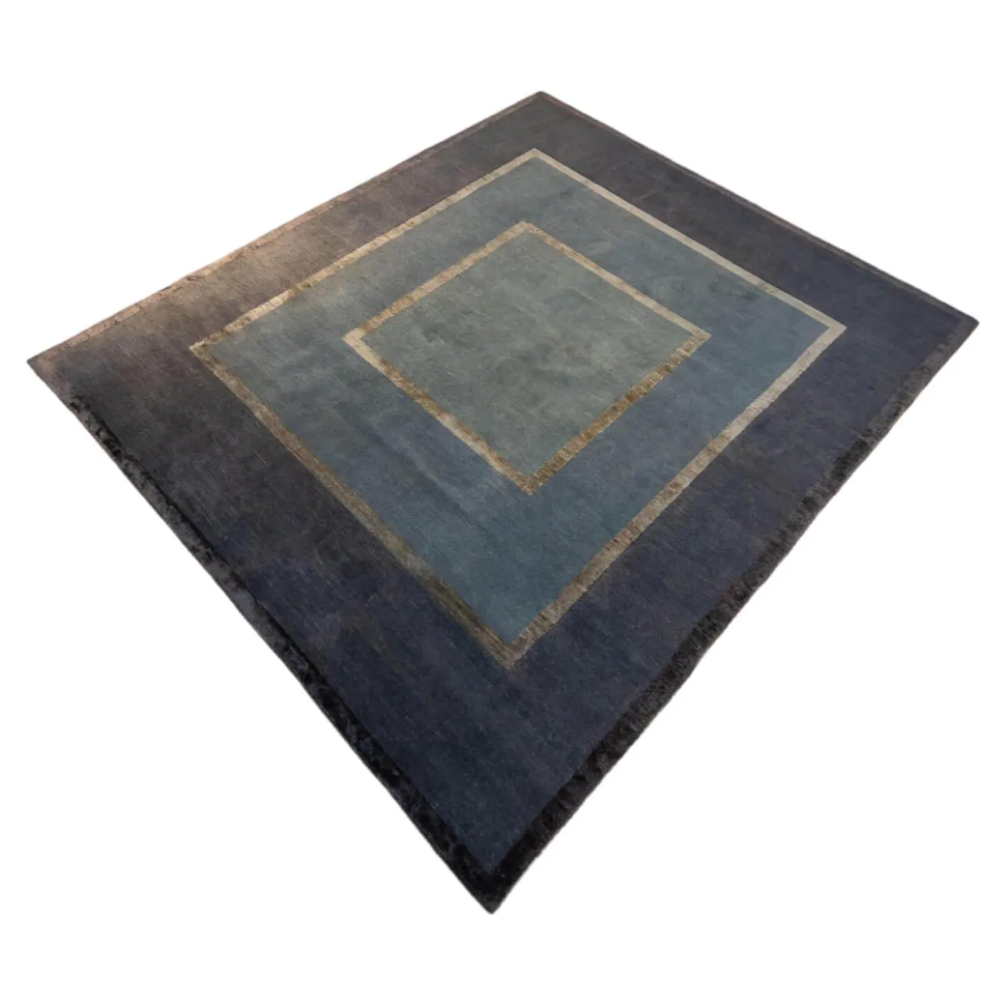 Teppich 232x198 Tibarto Frame Mit Seide Ohne Fransen G AD49 50 51 B49 50 51 Hellgrau Und Dunkelgrau Handgeknüpft