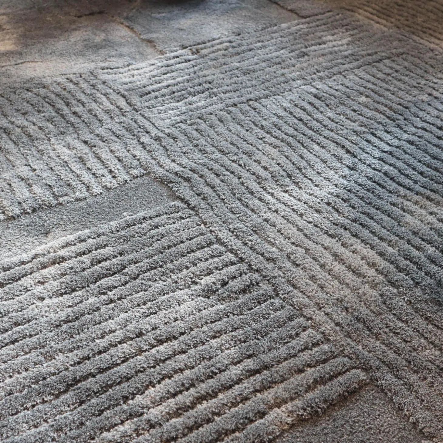 Teppich 400x400 Vibrazioni Rund Viskose Hand Getuftet Farbe Gem Blau