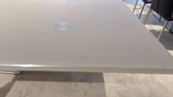 Tisch 6133 Tischplatte ESG Optiwhite Taupe Grau Säule Colorado Nussbaum Geölt Mit 2 Fach Auszug Fuß Edelstahl